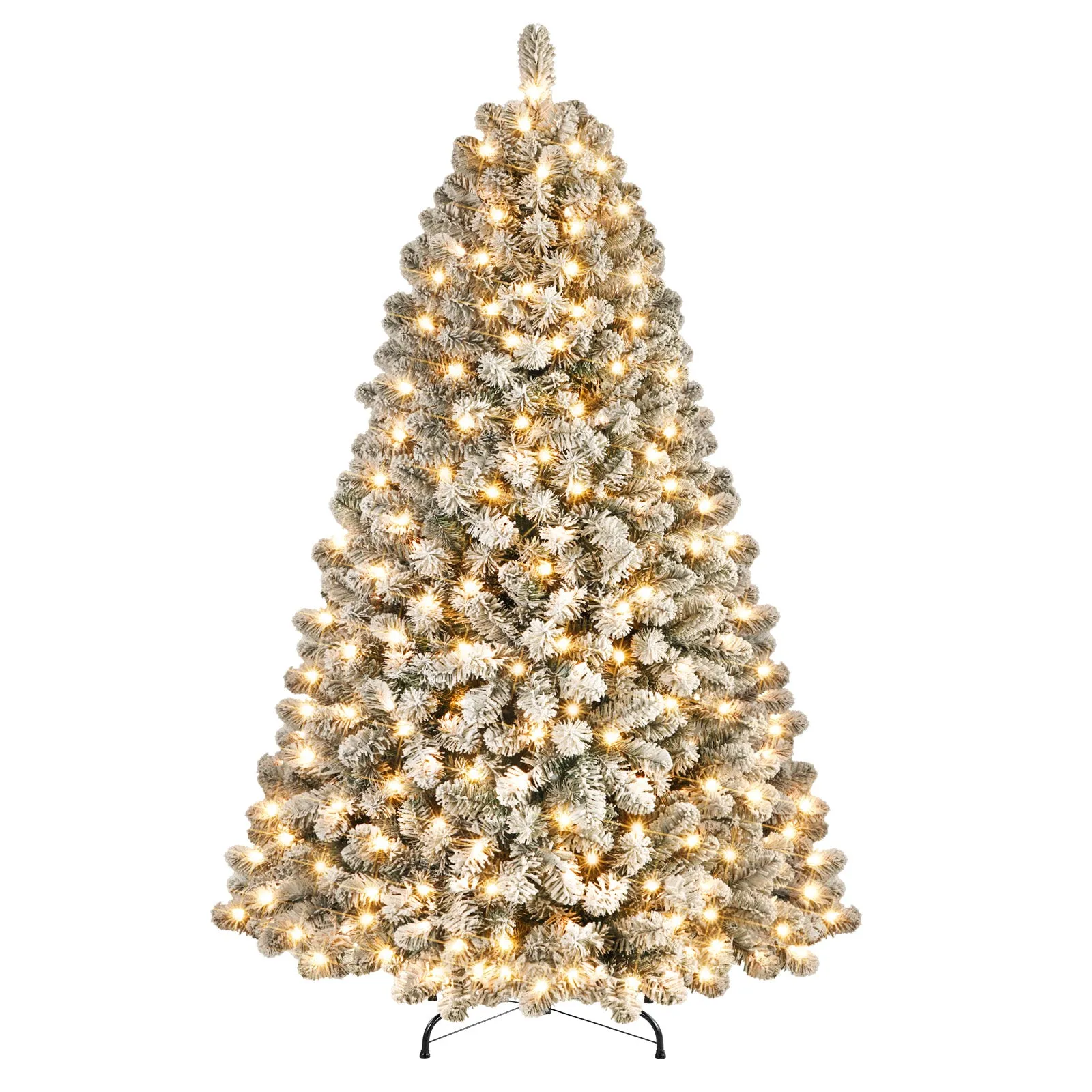 6ft Prelit 250 Warm White Lights Snow Flocked Artificial Holiday Christmas Tree