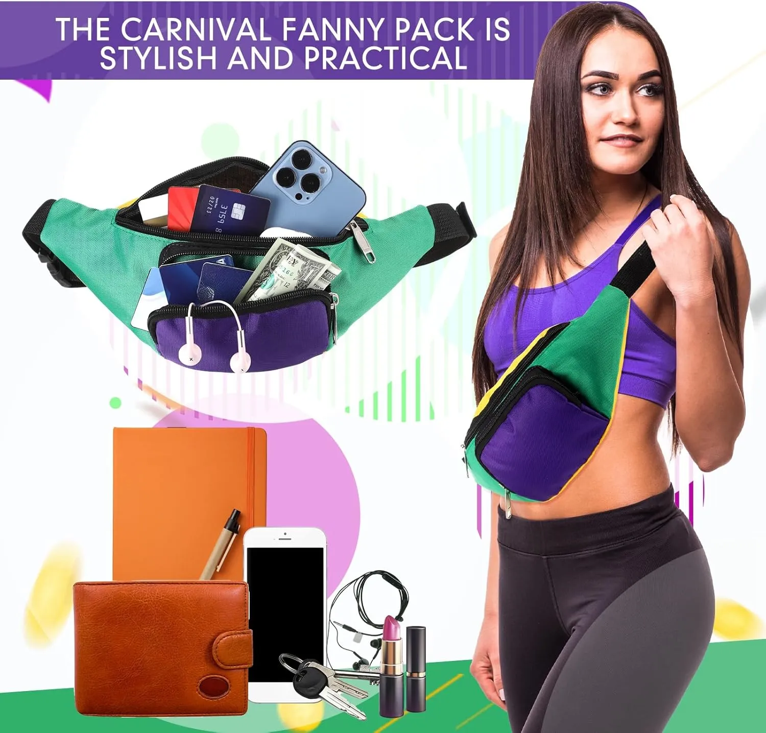 Abbylike 2 Pcs 2 Pack Fanny Packs 4th of July Patriotic White Blue Red Fanny Packs Adjustable Waist Bags Outfit Accessories for Women Men Independence Day USA American National Day Party (Mardi Style)