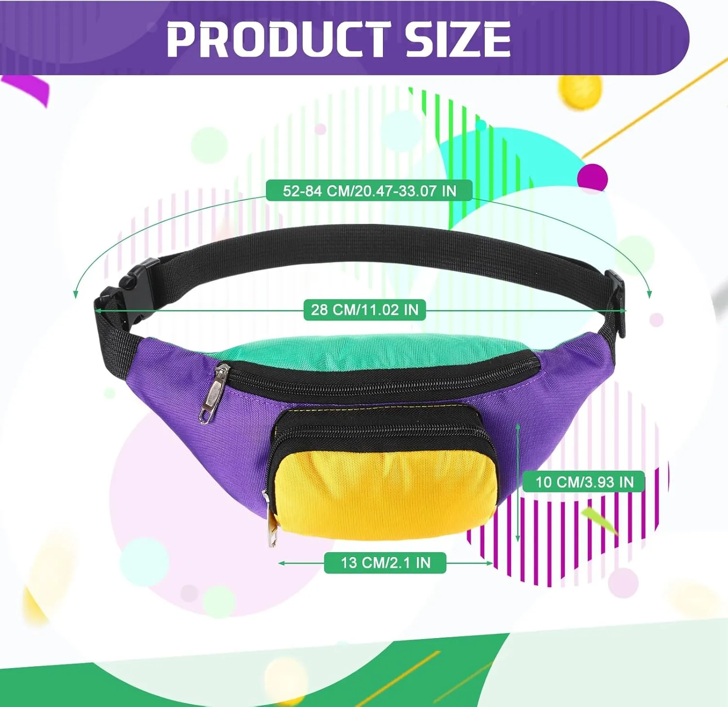 Abbylike 2 Pcs 2 Pack Fanny Packs 4th of July Patriotic White Blue Red Fanny Packs Adjustable Waist Bags Outfit Accessories for Women Men Independence Day USA American National Day Party (Mardi Style)