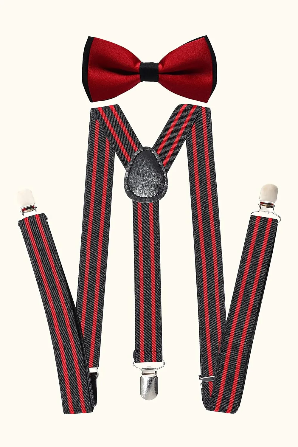 BABEYOND 1920s Mens Gatsby Gangster Accessories Set Panama Hat Suspender Bow Tie