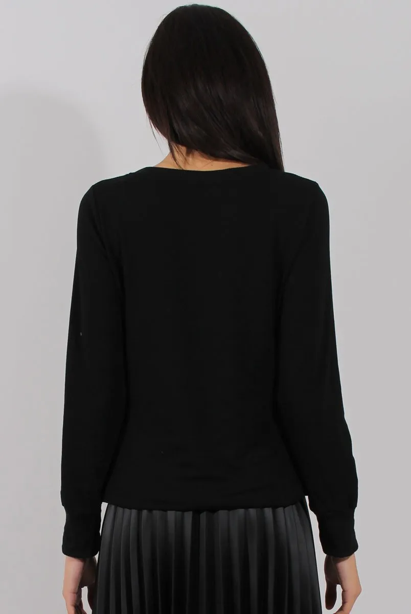 Black Fluffy Ice Cream Jumper - Noella