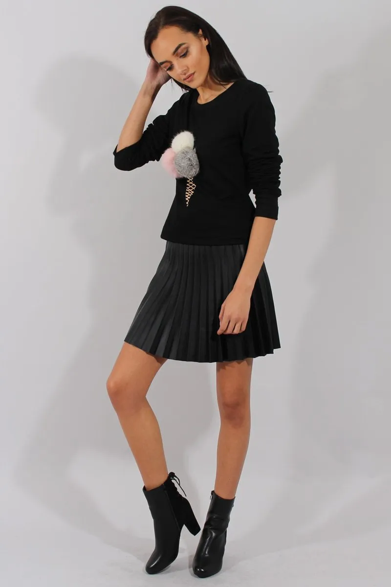 Black Fluffy Ice Cream Jumper - Noella