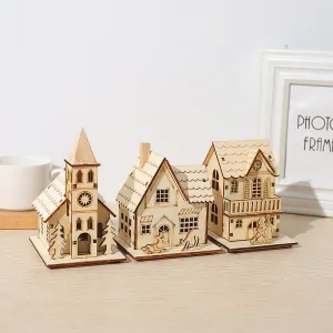 Bulk 3pcs Glow Cabin Set with Church Elk DIY Gifts for Xmas Tree Table Decor Wholesale