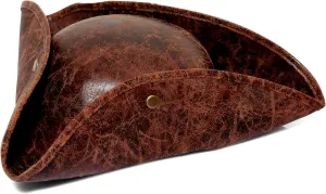 COLLECT PRESENT Distressed Faux Leather Pirate Tricorn Hat for Adults - Vintage Style Pirate Tricorn Hat for Men & Women