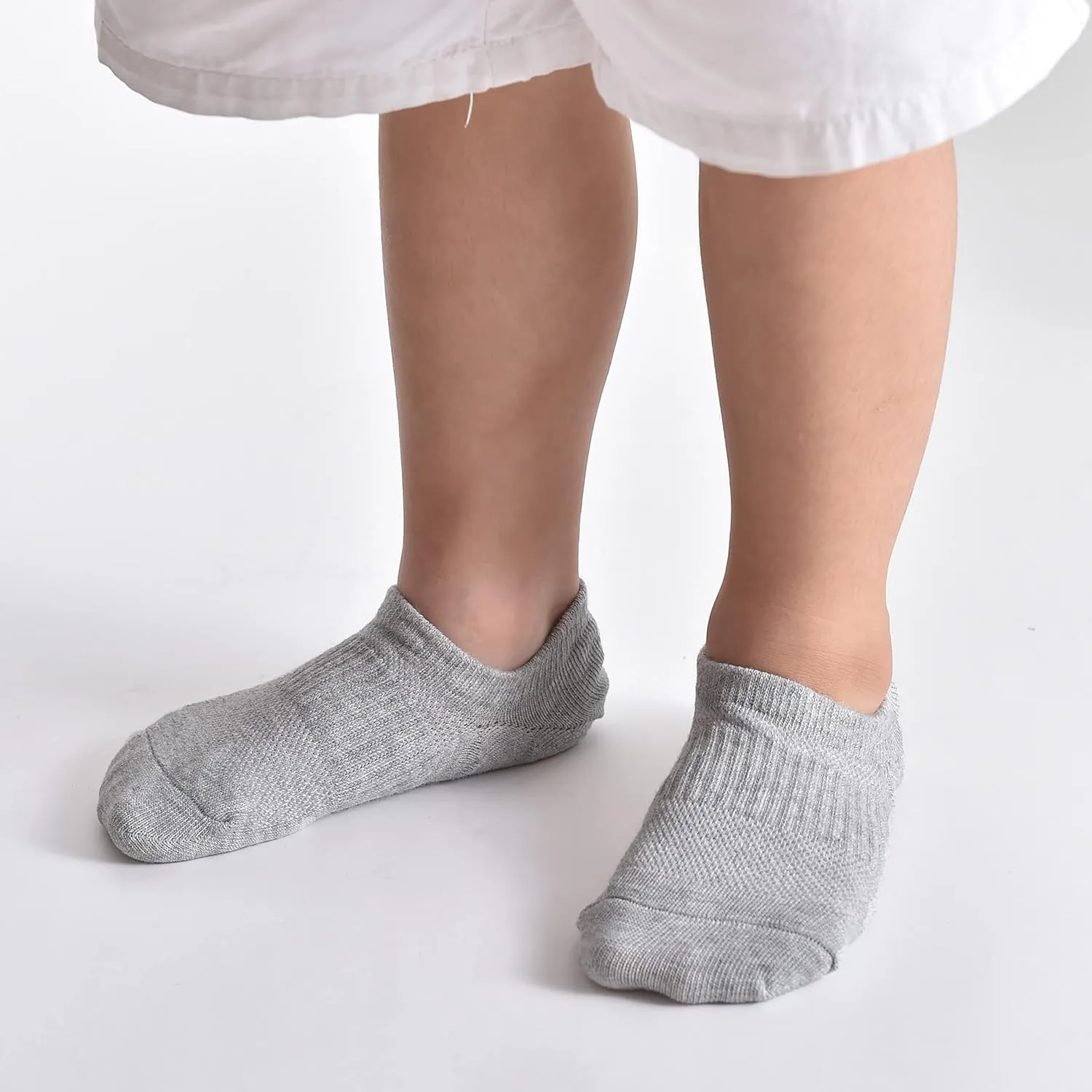 Cozi Foot 10 Pairs Boys Girls No Show Socks Cotton Non Slip Low Cut Socks