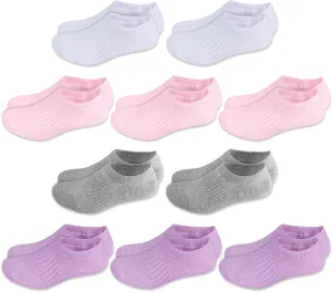 Cozi Foot 10 Pairs Boys Girls No Show Socks Cotton Non Slip Low Cut Socks