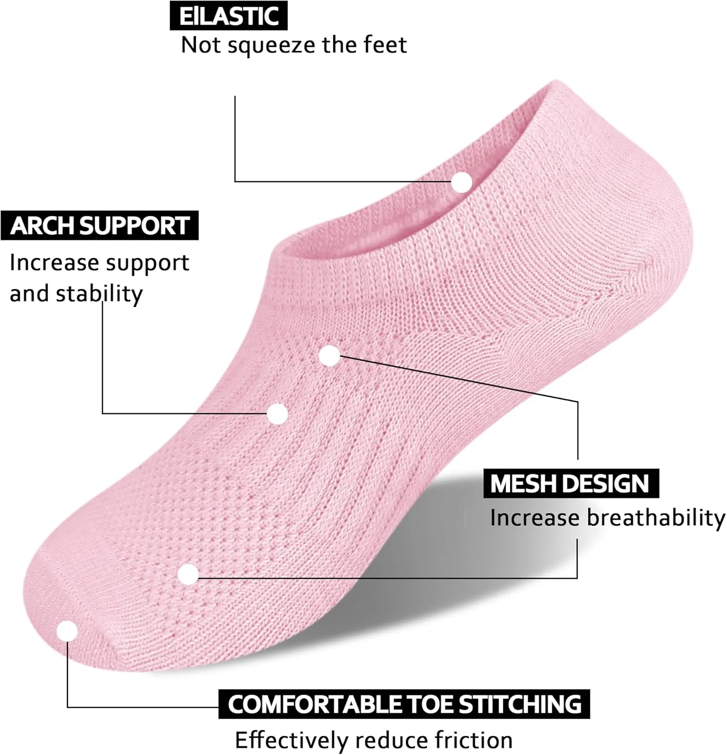 Cozi Foot 10 Pairs Boys Girls No Show Socks Cotton Non Slip Low Cut Socks