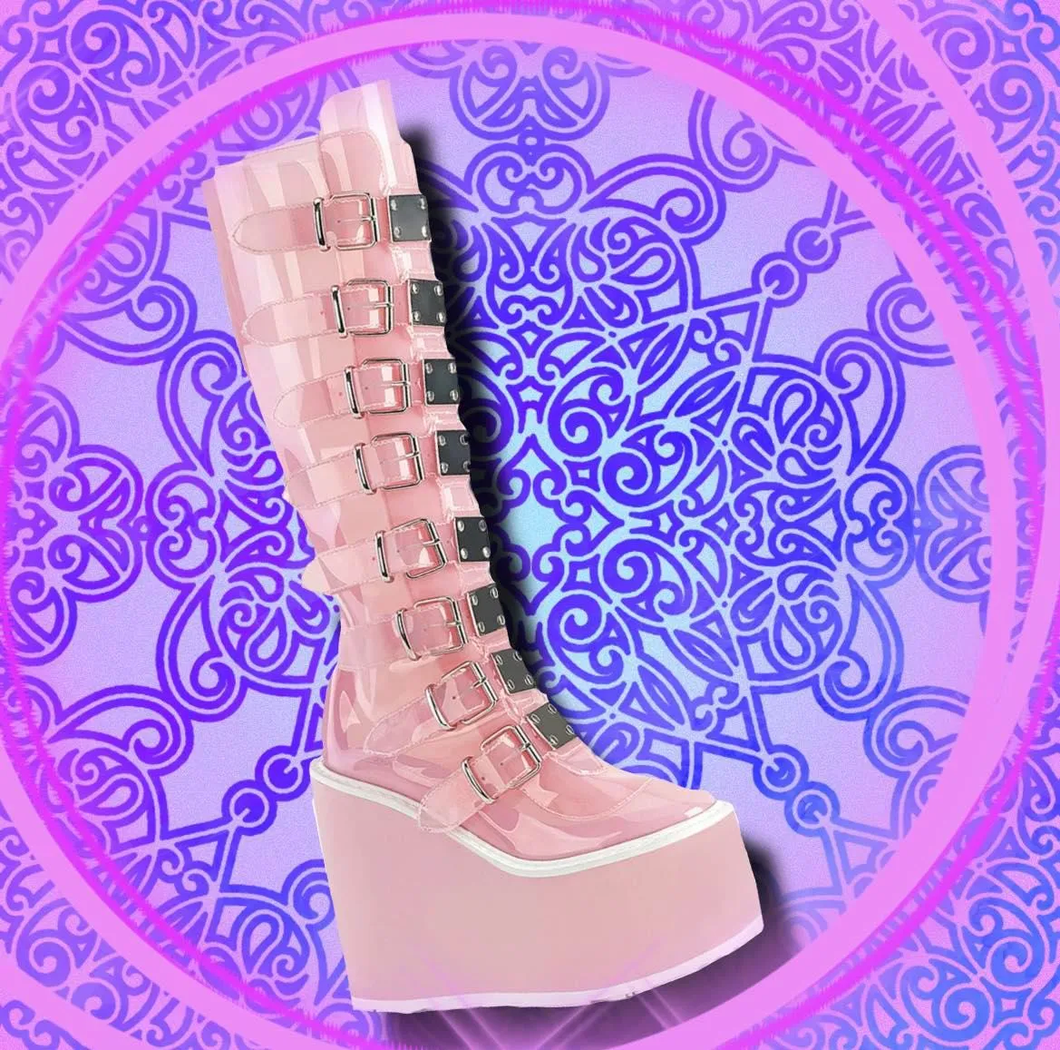 DemoniaCult SWING 815C Pink Transparent Boots