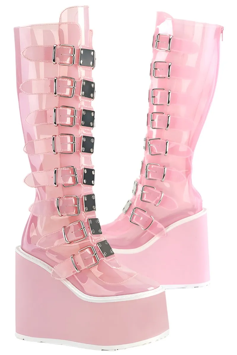 DemoniaCult SWING 815C Pink Transparent Boots