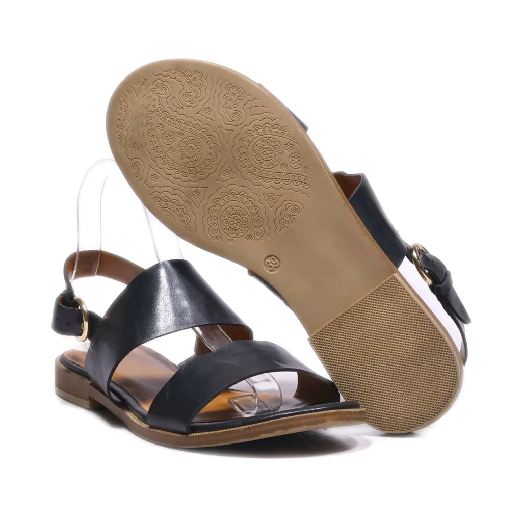 Graceland Flat Sandals Leather Black Colour For Women