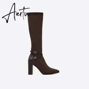 MOUSSE FIT Women Strap Decor Heeled High Boots