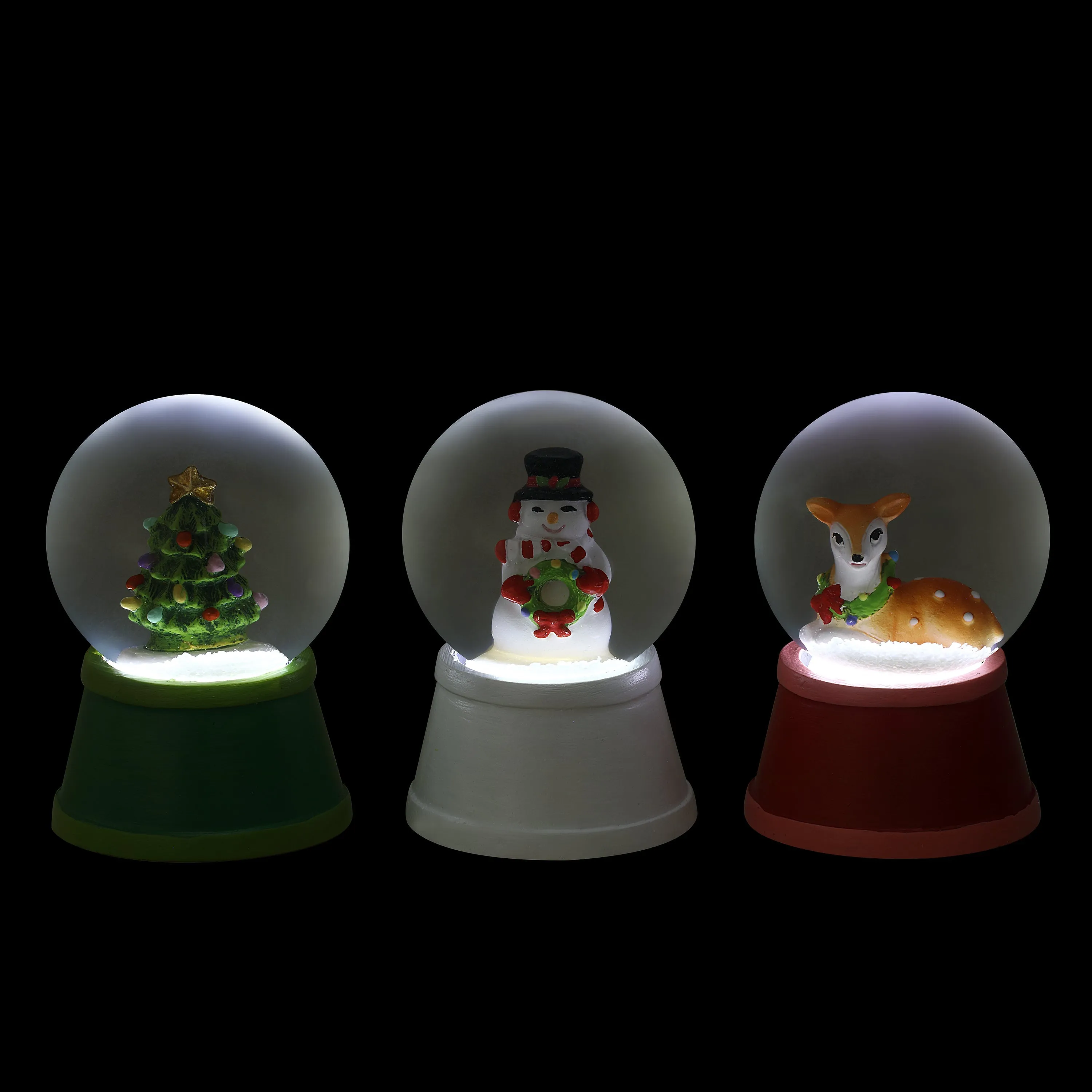 Set of 3 Mini Lit Snow Globes