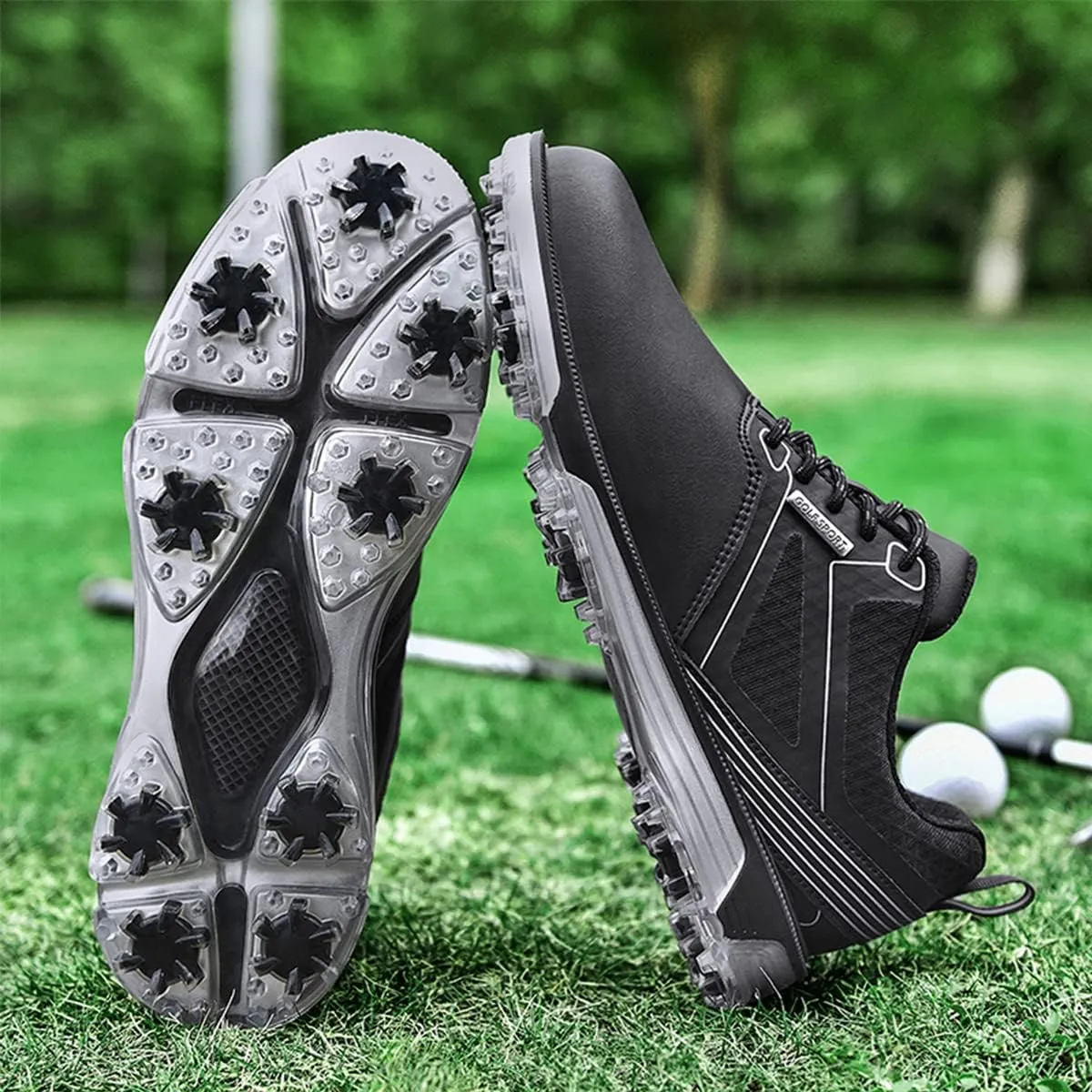 ULTIANT Men's Golf Shoes Fixed Nailless Sole Waterproof Lightweight No-Slip Walking Shoes Size7.5-13