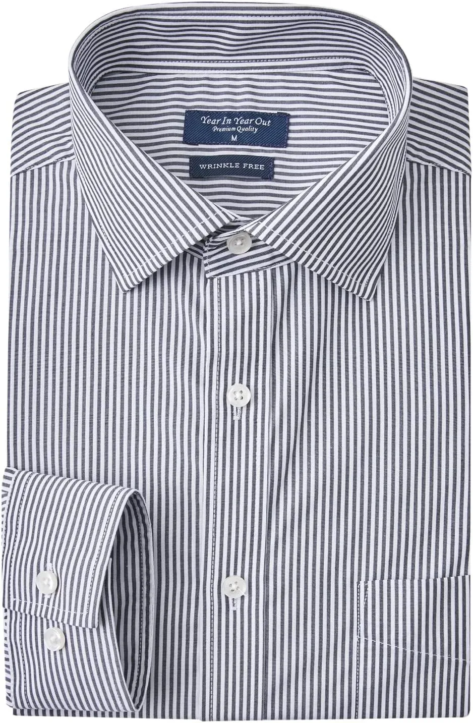 Year In Year Out Wrinkle Free Dress Shirt for Men Regular Fit Long Sleeve Wrinkle Resistant Shirt