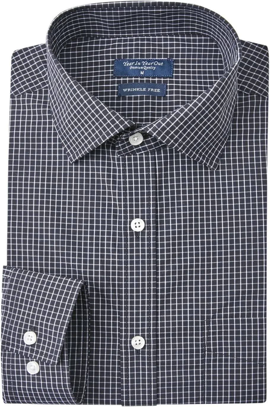 Year In Year Out Wrinkle Free Dress Shirt for Men Regular Fit Long Sleeve Wrinkle Resistant Shirt